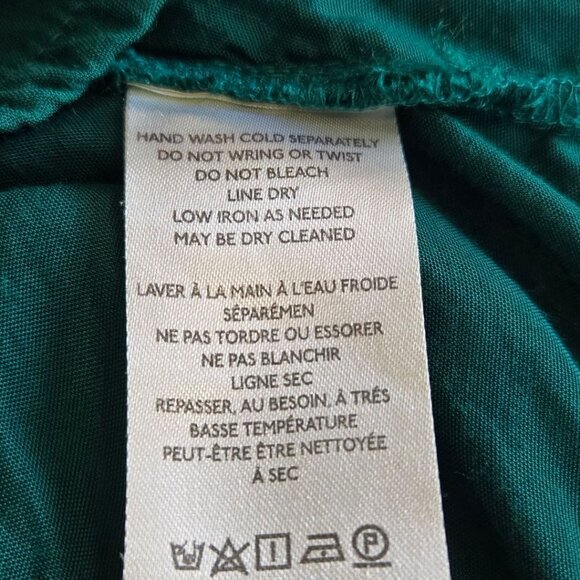 Free People Janelle V-Neck Lace Trim Corset-Style Blouse Teal Balloon Sleeves S - Picture 12 of 13